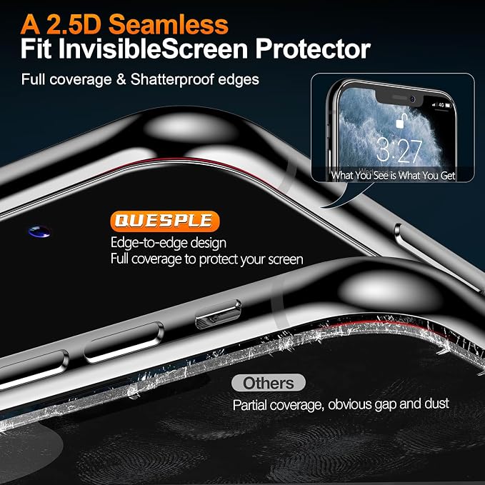 2 Pack for iPhone 11 Pro Max/Xs Max Privacy Tempered Glass Screen Protector 6.5 Inch, 9H Hardness, Auto Dust Removal, Scratch Resistant with Updated Easy Installation Tool