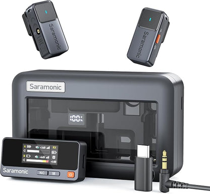 Saramonic Air Wireless Microphone for iPhone/Camera/Android/PC, 48kHz/24-bit,120dB Max SPL, 300m Range, Noise Cancelling, 30h Use for Filmmaking and Content Creation (USB Type-C Version)