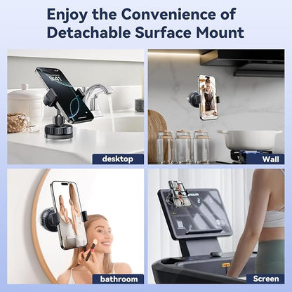 Vacuum Suction Cup Phone Mount, Hands-Free Shower Cell Phone Holder, 720° Adjustable Phone Suction Grip Stand for Car Dashboard/Gym/Mirror, Compatible with All 4-7 Inches Smartphone (T26-C)