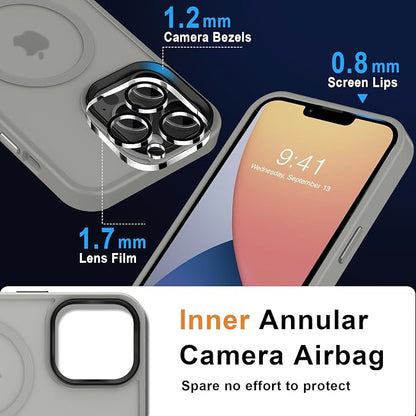 MOCCA Strong Magnetic for iPhone 13 Pro Max Case,[Compatible with Magsafe][Glass Screen Protector+Camera Lens Protector] Slim Thin Shockproof Cover Phone Case for iPhone 13 Pro Max 6.7",Titanium Gray