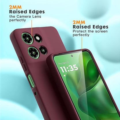 Case for Motorola Moto G Power (2025), 2 Pack Tempered Glass Screen Protectors, Soft TPU Silicone Shockproof Case-Burgundy