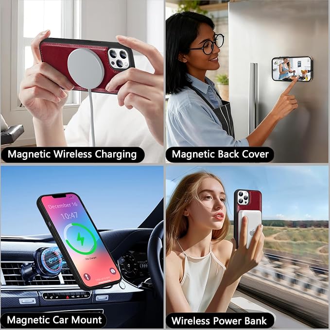 Wallet Case for iPhone 13 Pro Max with Card Holder/Crossbody Wallet/Strap| RFID Blocking | Magnetic | Kickstand | Detachable | PU Leather Phone Case for iPhone 13 Pro Max,6.7 in,Wine Red