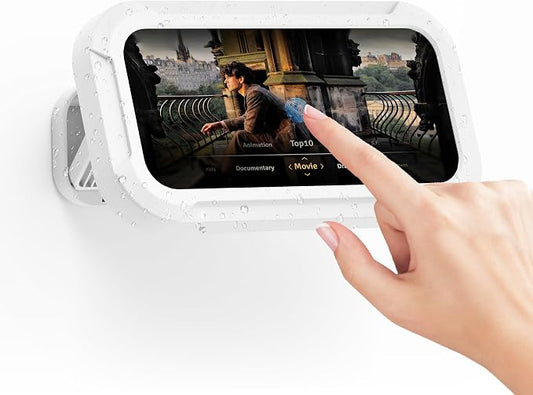 Shower Phone Holder Waterproof, 360° Rotatable Retractable Adjustable, Anti-Fog with Touch Screen Wall Mount Stand Case Universal for Bathroom, Bathtub, Kitchen, Accessories for up to 7" Cell Phones