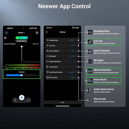 NEEWER CM36 Pro Wireless Microphone, AI Noise Cancellation, 48KHz/32bit Float, 8GB Storage, 85dB SNR, 54H Battery with Charging Case, 328ft Range, Lav Mic for iPhone Android Vlog Camera PC