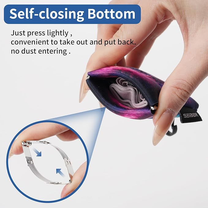 SEIBER Eyeglass Cleaning Microfiber Cloth,7 x 7 inch Glasses Cloth for Sunglasses,Laptops, Cameras,Screen- with Neoprene Pouch,Self-Closing Bottom(2PCS,Purple)