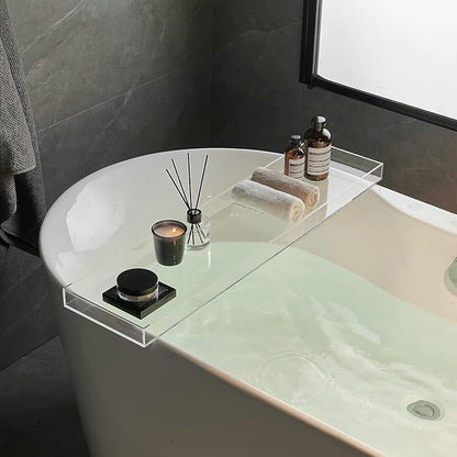 Clear Bathtub Tray AcrylicTub Rack - Bath Tub Shelf for Bathroom to Hold Book, Phone, Candle, Wine & Tablet - Waterproof Caddy Bathroom Accessories, Beelee BA0033