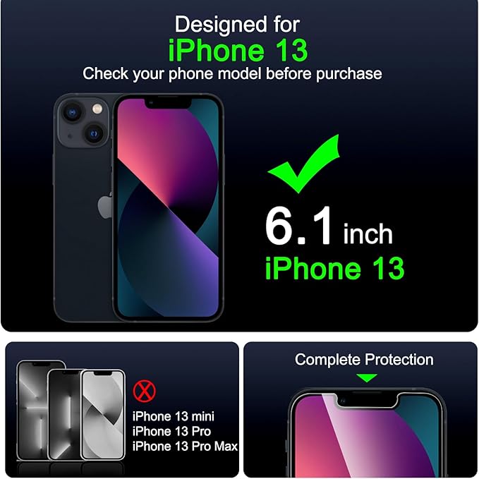 IMBZBK 3 Pack Screen Protector for iPhone 13 Tempered Glass with 3 Camera Lens Protector, Accessories 9H Anti Scratch for Apple 13, 2.5D Curved, Case Friendly, Transparent