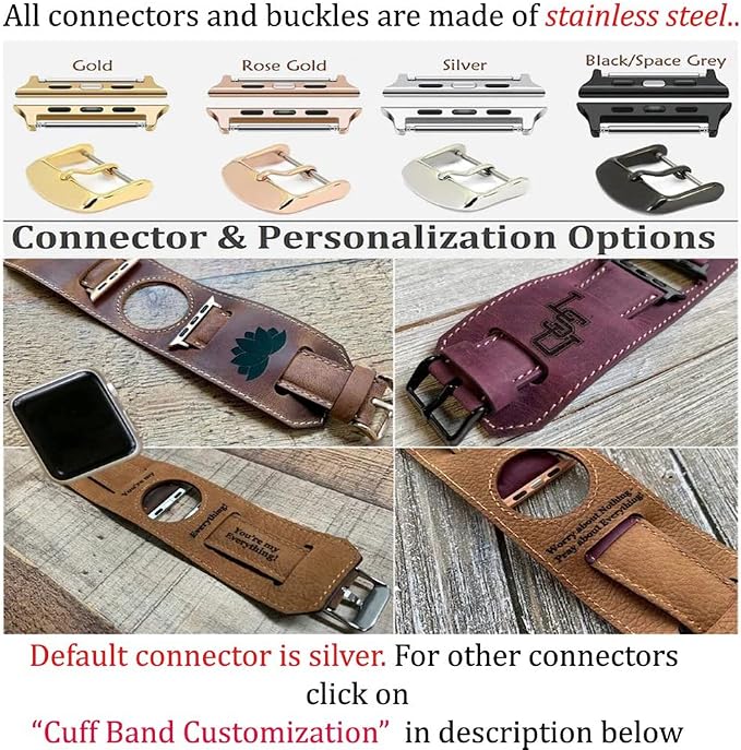 HARDISTON Cuff Watch Band Compatible with Apple 44mm for men & women, Handmade Genuine Leather, Compatible with iWatch Series 11 10 9 8 7 6 5 4 3 2 1 SE Ultra, Wrist Bracelet Band, Medium/Band-Grey