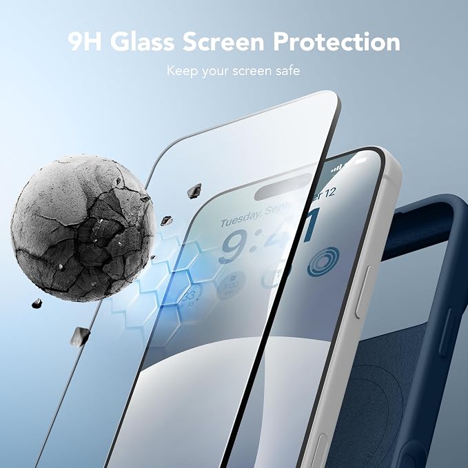 GONEZ Magnetic for iPhone 17 Pro Case, Compatible with MagSafe, [Screen Protector + Camera Lens Protector], Liquid Silicone Anti-Scratch Shockproof Protective Phone Case 6.3 inch, Dark Blue