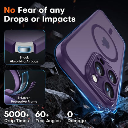 TOCOL Magnetic for iPhone 14 Pro Case, Upgraded Full Camera Protection, Compatible with Magsafe, Drop Protection, Translucent Matte Back Bumper Phone Cover 6.1-Inch (Midnight Purple)