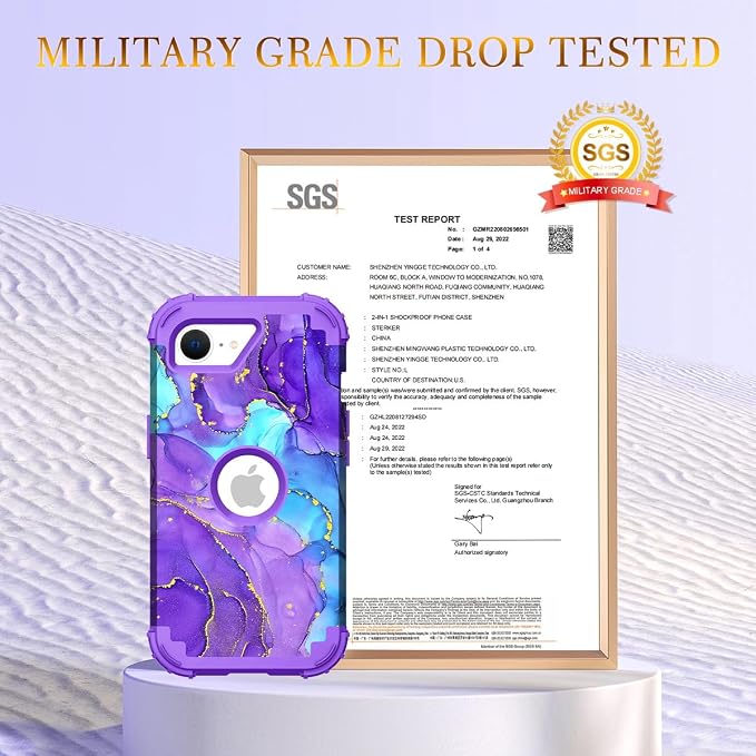 Hocase for iPhone 17e/iPhone 16e Case, Heavy Duty Shockproof Protection Hard Plastic+Silicone Rubber Hybrid Protective Phone Case for iPhone 17e/16e 6.1" - When Purple Meets Blue