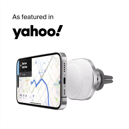 Belkin MagSafe-Compatible Wireless Car Charger 15W, Fast Charging Wireless Charger - Powerful Magnetic Vent Holder for iPhone 17, 16, 15, 14, 13 Series, Pixel 10, Secure Car Phone Mount - White