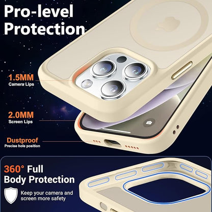 MOCCA Strong Magnetic for iPhone 14 Pro Case, [Compatible with Magsafe][13FT Military Drop Protection] Slim Translucent Matte Shockproof Case for iPhone 14 Pro Phone Case 6.1'', Light Gold