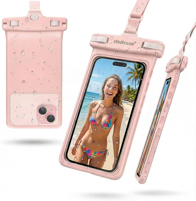 wellhouse 3D Waterproof Phone Pouch with Lanyard,Premium TPU100FT Deep Waterproof Phone Case for iPhone 17 16 15 14 13 12 Pro Max XS Samsung,Snorkeling, Surfing, Kayaking,Skiing,Hot Springs