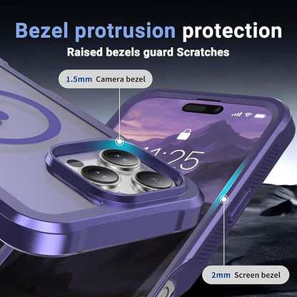 jaroco Magnetic for iPhone 16 Pro Case, [Compatible with MagSafe][Military Grade Drop Protection][Heavy Duty Protection][Non-Slip][Shockproof] 2-Layer Durable Bumper Phone Case 6.3''-Dark Purple