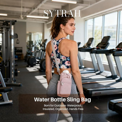 SYTRAH Water Bottle Carrier Bag with Strap, Water Bottle Purse with Phone Pocket 40oz for Walking Hiking