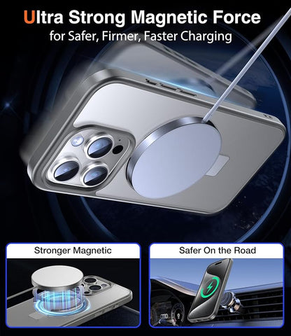Chicfun 3-in-1 [Magnetic+Kickstand+Ring Holder] for iPhone 15 Pro Max Case Stand Ring Holder Compatible with MagSafe, Military Shockproof Protective Matte iPhone 15 Pro Max Phone Case Kickstand Cover