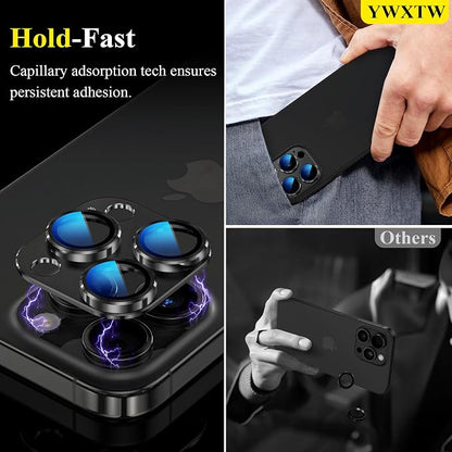 YWXTW for iPhone 16 Pro/iPhone 16 Pro Max Camera Lens Protector, [1:1 Perfect Fit] Matte Metal Anti Scratch Tempered Glass Camera Screen Protector Accessories, Case Friendly (Black Titanium)