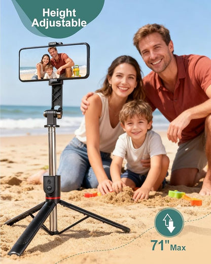 71" Phone Tripod Selfie Stick for iPhone and Android Phone, Cell Phone Tripod Stand with Wireless Remote Control