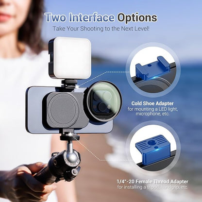 JJC 67mm ND Filter for iPhone, Magnetic Lens Filter Adapter with ND2-128 Variable ND Filter Compatible with iPhone 16 15 14 Pro Max Plus with 1/4” Screw & Shoe Mount for Vlogging Video Recording
