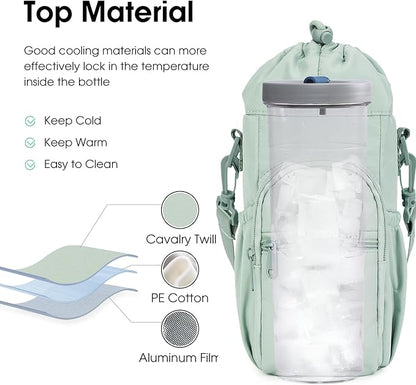 sportsnew Water Bottle Holder with Strap 32oz 40oz Insulated Water Bottle Carrier Sling Bag with Phone Pocket Crossbody
