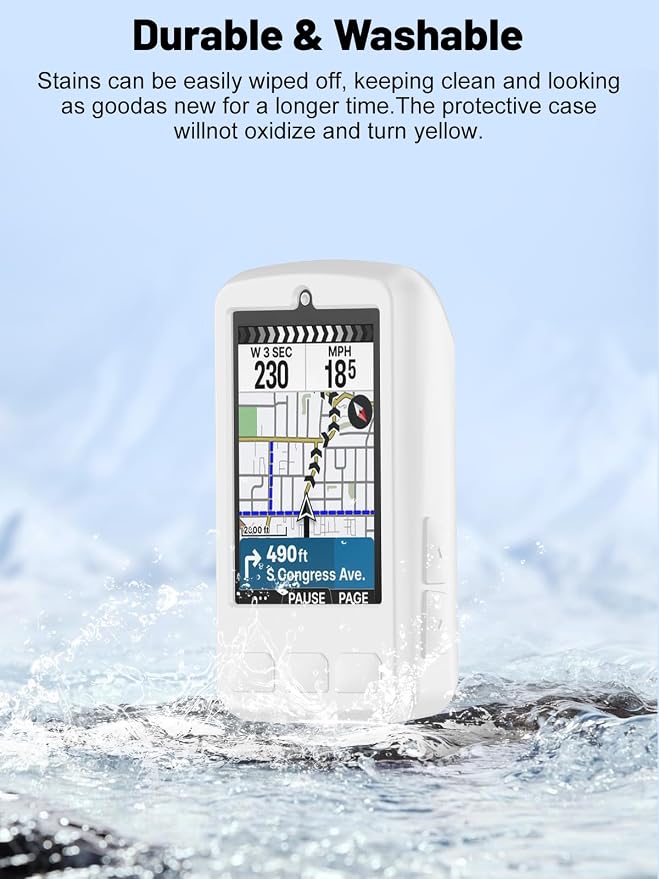 Silicone Protective Case for Wahoo ELEMNT Bolt V3 Cycling Computer, Full-Body Protective Cover with Precise Cutout, Shockproof Dustproof Protector Sleeve & Scratch-Resistant Sleeve (White)