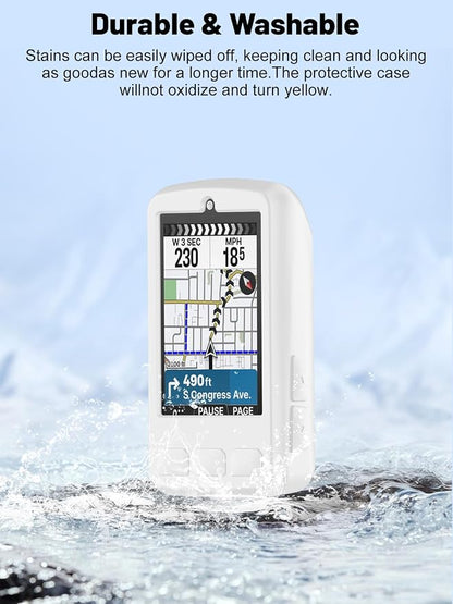 Silicone Protective Case for Wahoo ELEMNT Bolt V3 Cycling Computer, Full-Body Protective Cover with Precise Cutout, Shockproof Dustproof Protector Sleeve & Scratch-Resistant Sleeve (White)