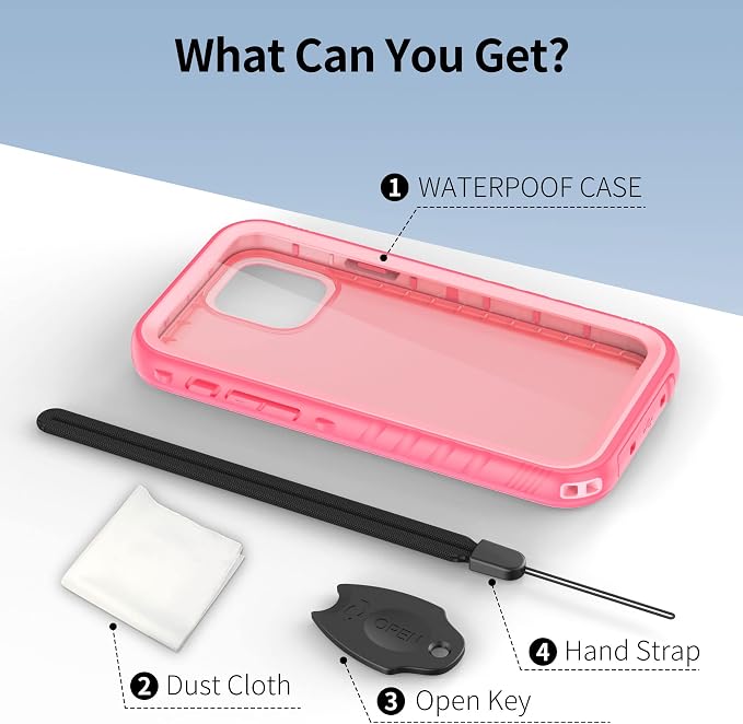 SPORTLINK Compatible with iPhone 12 Pro Waterproof Case - Full Body Shockproof Dustproof Phone Screen Protector Rugged Waterproof Case for iPhone 12 & 12 Pro 6.1 Inch Pink