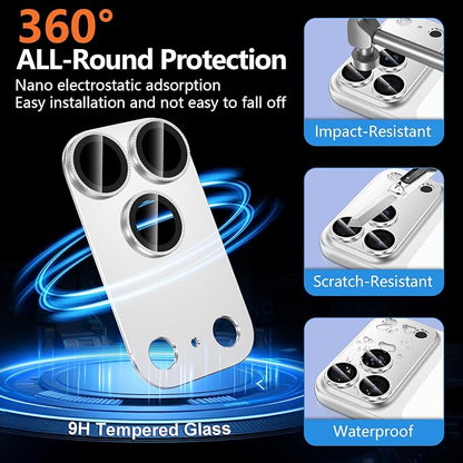 for iPhone 17 Pro Max Camera Lens Protector, [Military Grade Shatterproof] [Strong Adsorption] [Case Friendly] Full Coverage Metal Aluminum Alloy 9H Tempered Glass Camera Screen Cover, Color