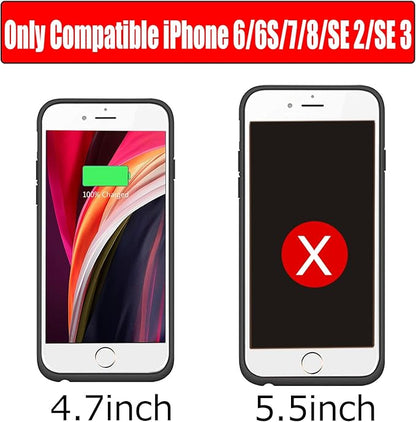 Battery Case for iPhone 6/6s/7/8/SE 2/SE 3, Enhanced 10000mAh High Capacity Portable Protective Charging Case Compatible with iPhone 6/6s/7/8/SE 2/SE 3 (4.0 inch) Extended Battery Charger Case (Black)