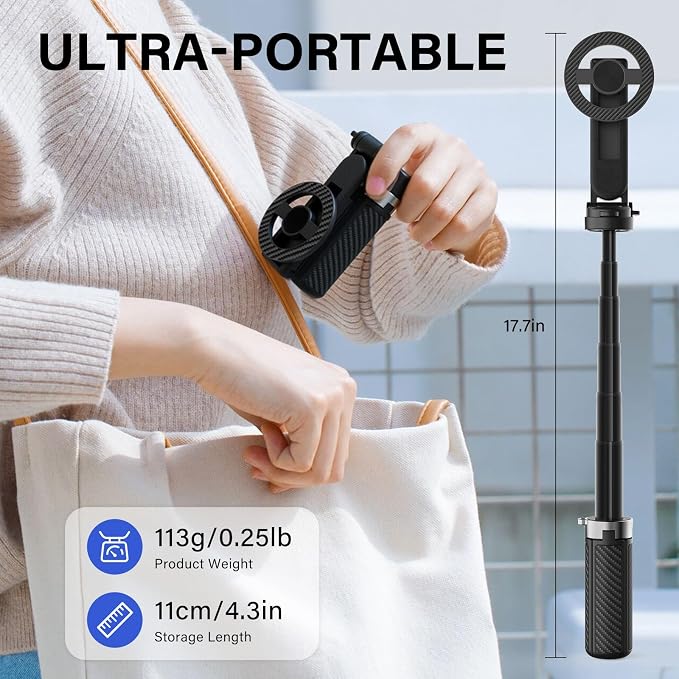 Opticnock 4-in-1 Magnetic Selfie Stick for iPhone/Android - 360° Rotatable, Extendable with Wireless Remote | Pocket Size | Includes Phone Ring (1PC)