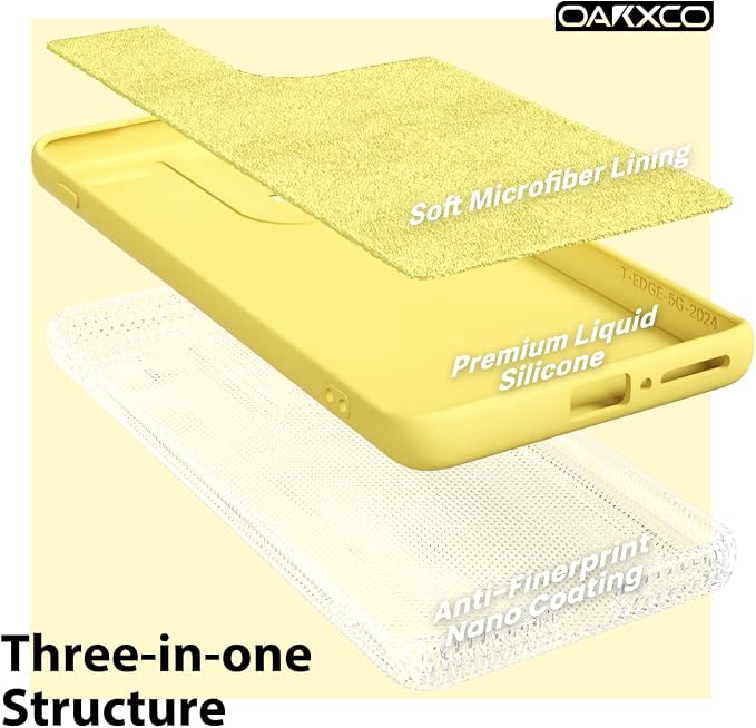oakxco for Motorola Moto Edge 2024 Phone Case Liquid Silicone, Thin Slim Soft Rubber Gel TPU Plain Protective Simple Cover for Women Girl Cute, Matte Solid Color Aesthetic, Yellow
