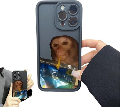 Monkey Phone Case, Funny Monkey Phone Case, All-Inclusived Shockproof TPU Clear Protective Cover, Funny Phone Cases for iPhone 16/15/14/13 Promax (Black-2,15promax)