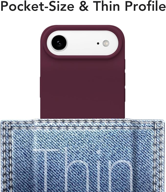 for iPhone 17 Air Case Silicone Compatible with Magsafe Case, Ultra Slim Thin Magnetic Phone Cases Mag Safe, Cute Soft Rubber Gel Matte Plain Wireless Charging Cover for Women, Burgundy Maroon