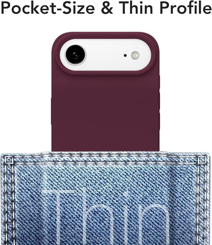 for iPhone 17 Air Case Silicone Compatible with Magsafe Case, Ultra Slim Thin Magnetic Phone Cases Mag Safe, Cute Soft Rubber Gel Matte Plain Wireless Charging Cover for Women, Burgundy Maroon