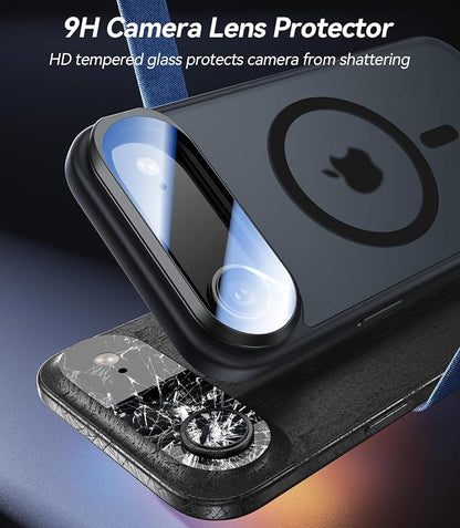 [Upgraded Full Camera Protection] for iPhone Air Case with Camera Cover Stand [Fit for MagSafe][10FT Mil-Grade Protection] Translucent Magnetic Phone Cover for iPhone 17 Air Case, Black
