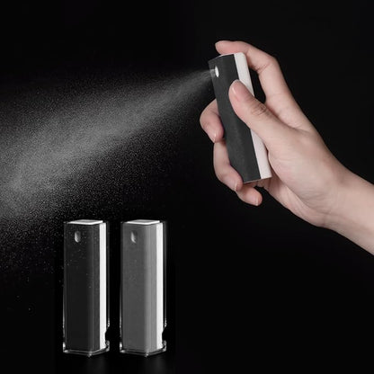 CLICK CLEAN 2Pcs Screen Cleaner, Fingerprint Proof Mist Cleaner Spray, All-in-One Cleaner with Microfiber, Shell and Phone Stand for All Phones, Laptop and Tablet Screens (Black + Grey)