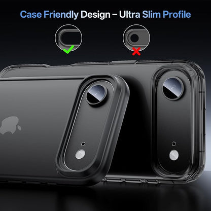 Camera Lens Protector for iPhone Air 6.5"（2025）-Single Piece,Ultra Thin Aluminum Alloy Frame,9H Dual-Strength Glass with 99% AR Light Transmittance,Case Friendly, Black