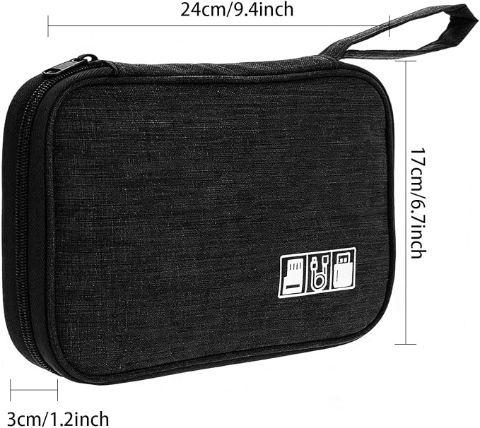 Yamrots Travel Cable Organizer, Electronic Organizer Travel Case, Portable Storage Bag for SD Card, Charger, Power Bank, Earphone (Black)