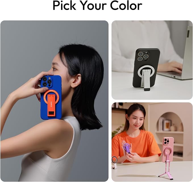 ULANZI MA60 Magnetic Phone Tripod Stand for iPhone - Aluminium Smartphone Mini Tripod Pocket Cell Phone Stand N52 Strong Magnet Quick Mount Compatible with iPhone17 16 15 14 13 12 Series, Black