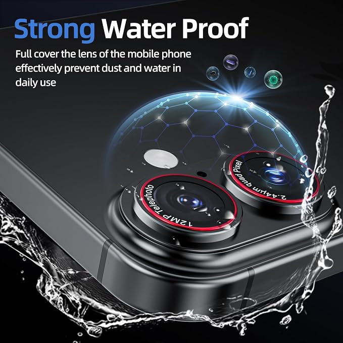 9H High-alumina Tempered Glass Camera Lens Protector for iPhone 17, Military-Grade Shatterproof with Strong Adsorption, Full Coverage Case-Friendly Cover (Black Titanium, iPhone17-2 Pack)