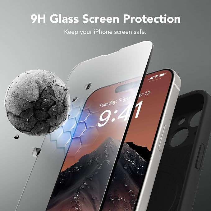Magnetic for iPhone 13 Case, Compatible with MagSafe, [Full Camera Protection][Screen Protector] Silicone Shockproof Protective Phone Case for iPhone 13 6.1", Black
