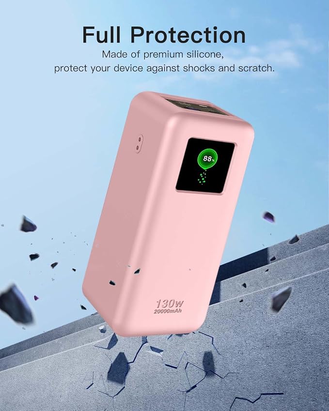 Silicone Case for UGREEN Nexode Power Bank (20000mAh 130W) Full-Body Protective Cover for UGREEN Portable Charger,Precise Port Cutouts (Case Only) Pink
