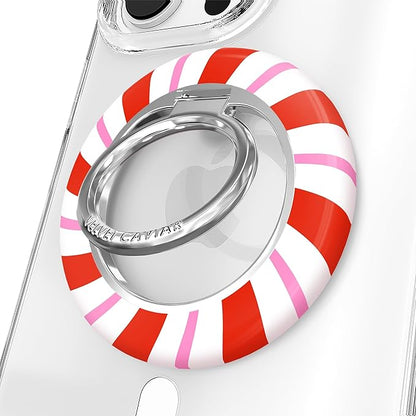 VELVET CAVIAR Compatible with MagSafe Phone Grip 2.0 | Cute Magnetic Ring Holder | Finger Loop Kickstand | Pop On Accessory for iPhone 17, 16, 15, 14, 13, 12 | Christmas Peppermint Princess