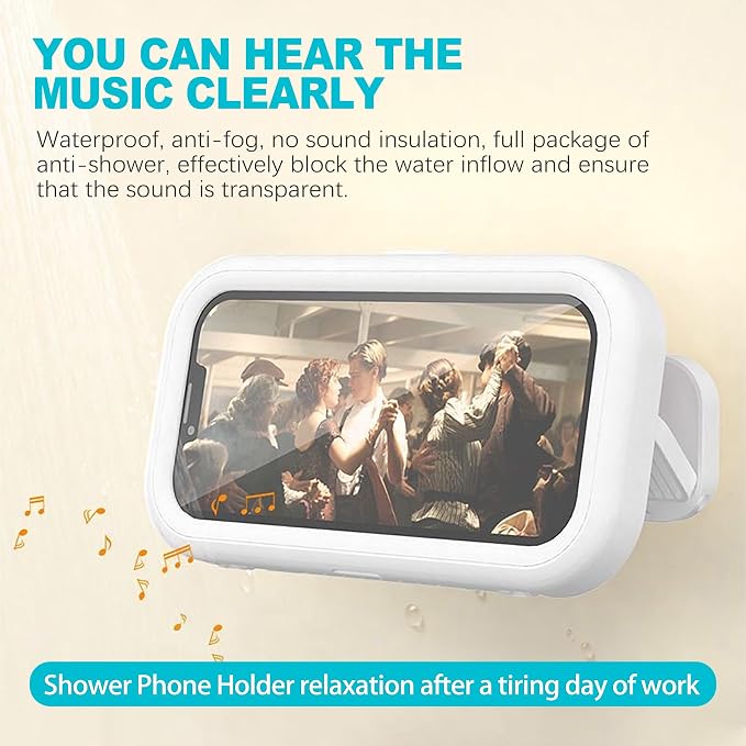 ZukoCert Waterproof Phone Holder for Shower, 2025 Upgraded, 480° Rotation, Compatible with Phones Up to 7” Compatible with iPhone, Compatible with Samsung and More