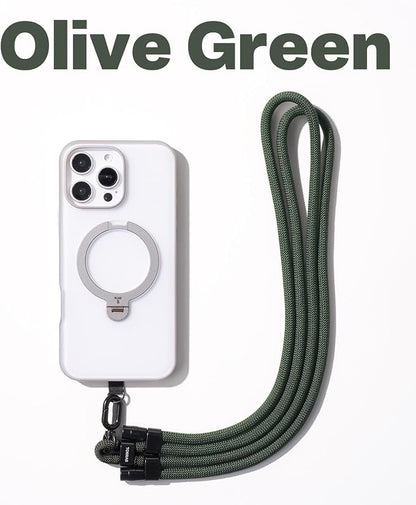 TORRAS Phone Lanyard Crossbody with 2 Phone Tabs, Adjustable Anti Theft Phone Strap for All Phones, Premium Metal Buckles, Skin-Friendly, Universal Phone Neck lanyard for Women and Men, Olive Green