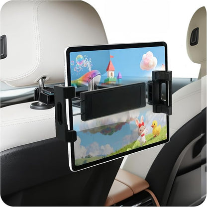 Car Tablet Headrest Holder -[3 in 1 Extension Arm] Adjustable Tablet Car Mount for Back Seat, Car Back Seat Headrest Mount Stand for Kids for iPad Pro Air Mini Galaxy Fire 4.7-12.9" Devices