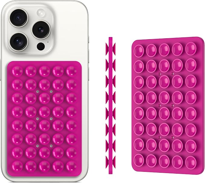 Double Sided Silicone Suction Phone Holder Mount, Silicon Accessory for iPhone and Android, Hands-Free Mirror Shower Phone Holder, TikTok Videos and Selfies (Combo F)