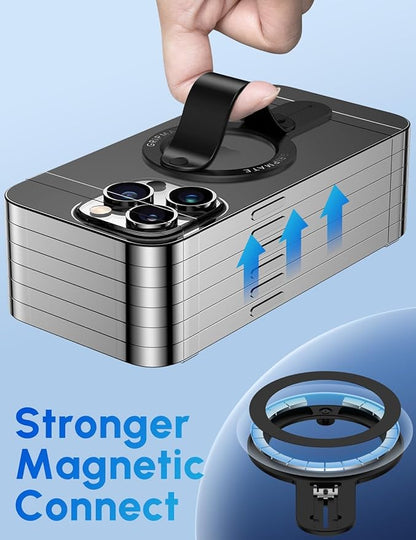 for MagSafe Phone Grip for iPhone - Magnetic Phone Ring Holder Detachable for iPhone 17 - Comfortable Finger Phone Ring Grip for Apple 16/15/14/13/12,Black