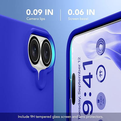 GONEZ Magnetic for iPhone 17 Case, Compatible with MagSafe, [Screen Protector + Camera Lens Protector], Liquid Silicone Anti-Scratch Shockproof Protective Phone Case 6.3 inch, Cobalt Blue